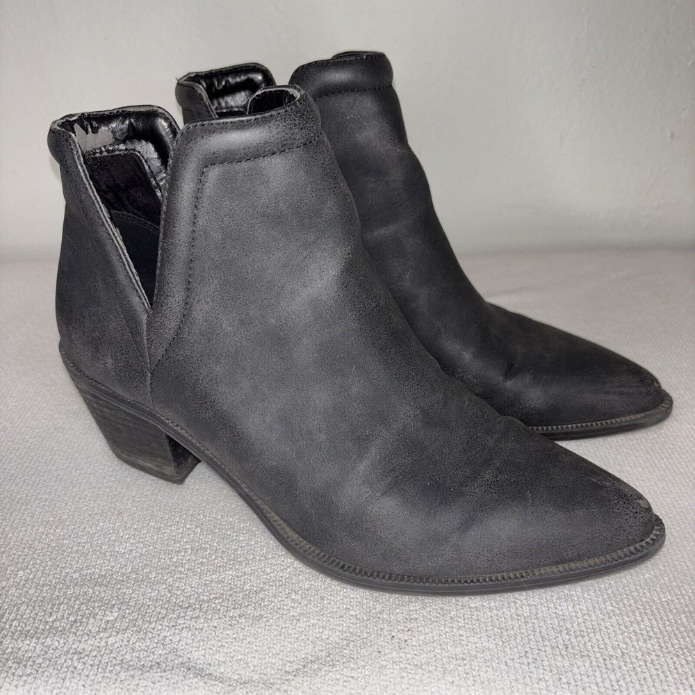 American Eagle Women's Black Ankle Boots Almond Roe Slip On Winter‎ Fall Sz 8